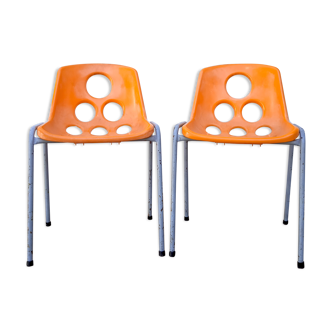 Set de 2 chaises orange design 70