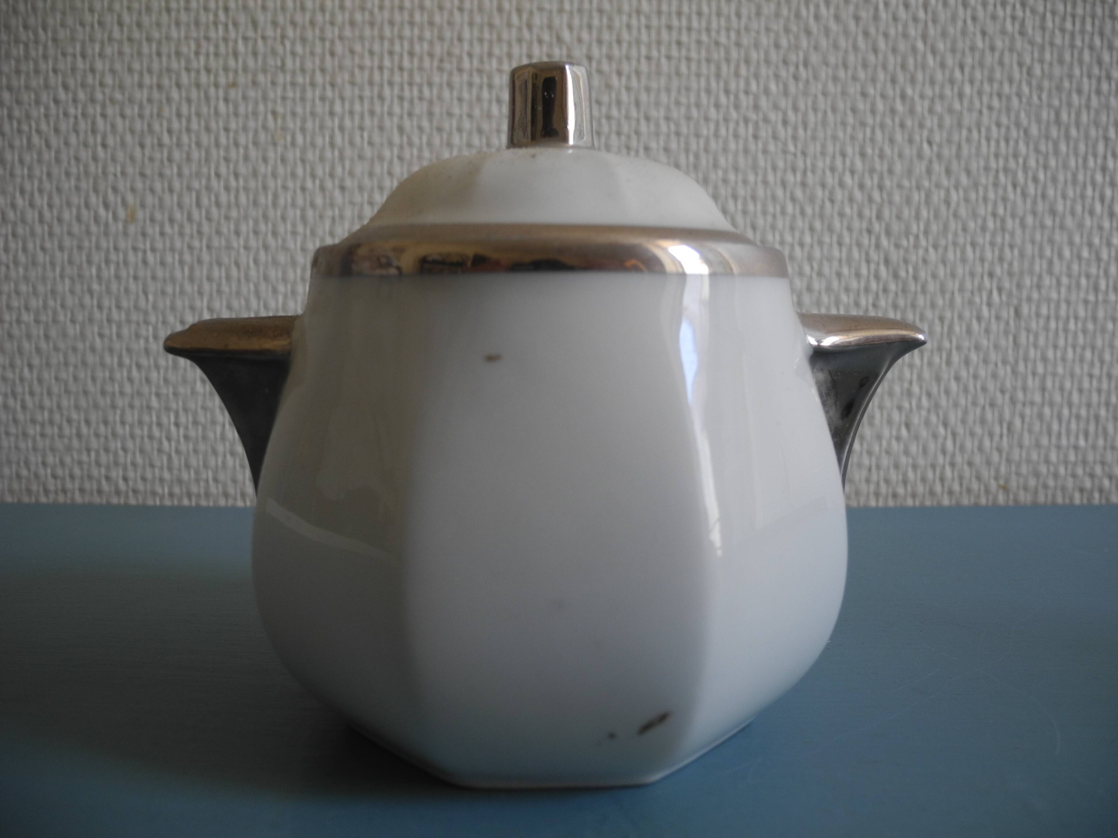 Aluminite sugar bowl Frugier Limoges France porcelain
