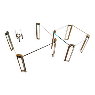 Glass and brass coffee tables by Peter Ghyczy