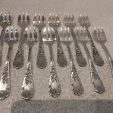 12 silver-plated oyster forks by silversmith Francois Frionnet, Floria