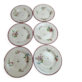 Lot de 6 assiettes creuses Sarreguemines – modèle Strasbourg – décor floral peint à la main