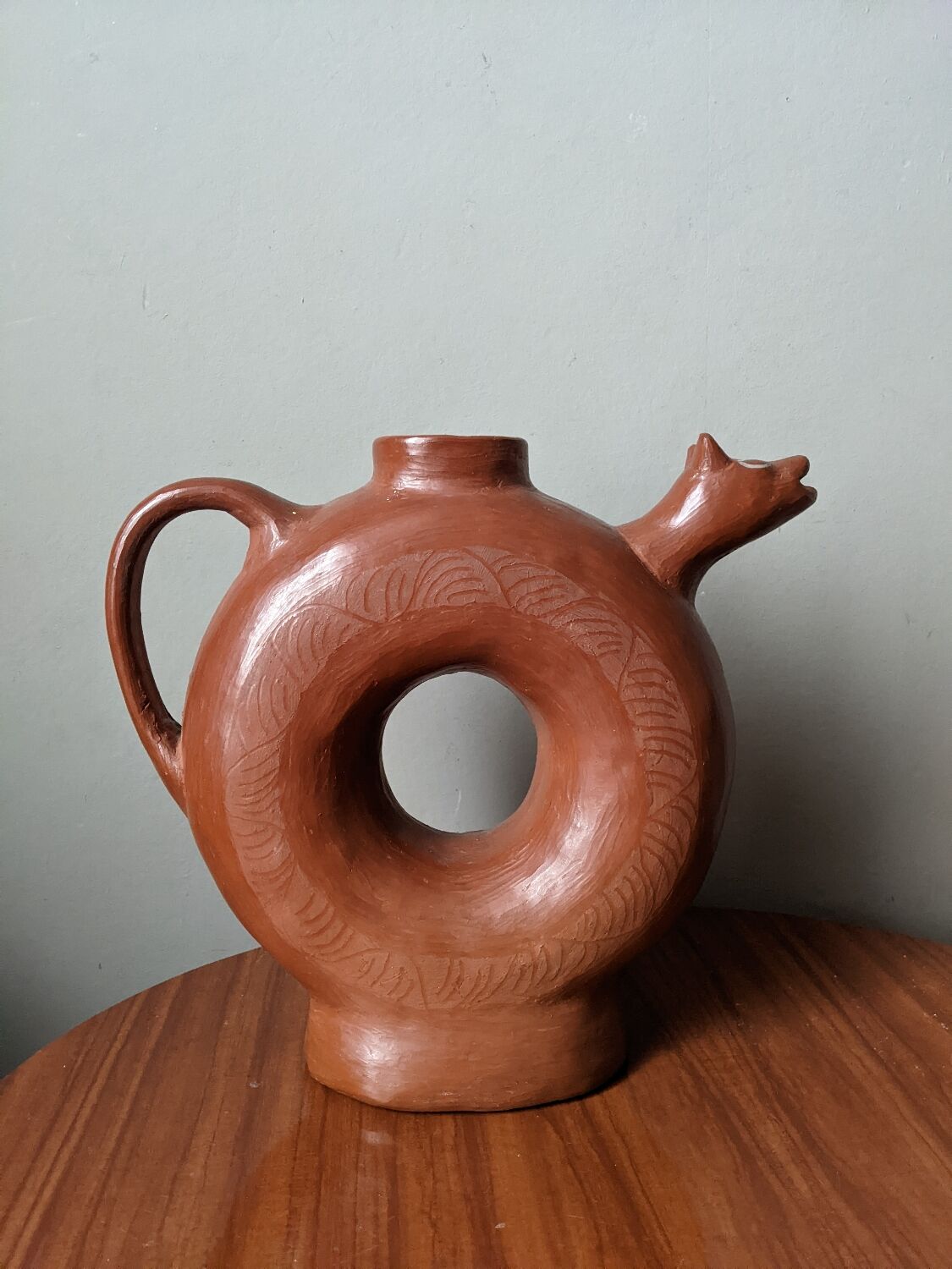 Handmade terracotta vase pottery Mexico