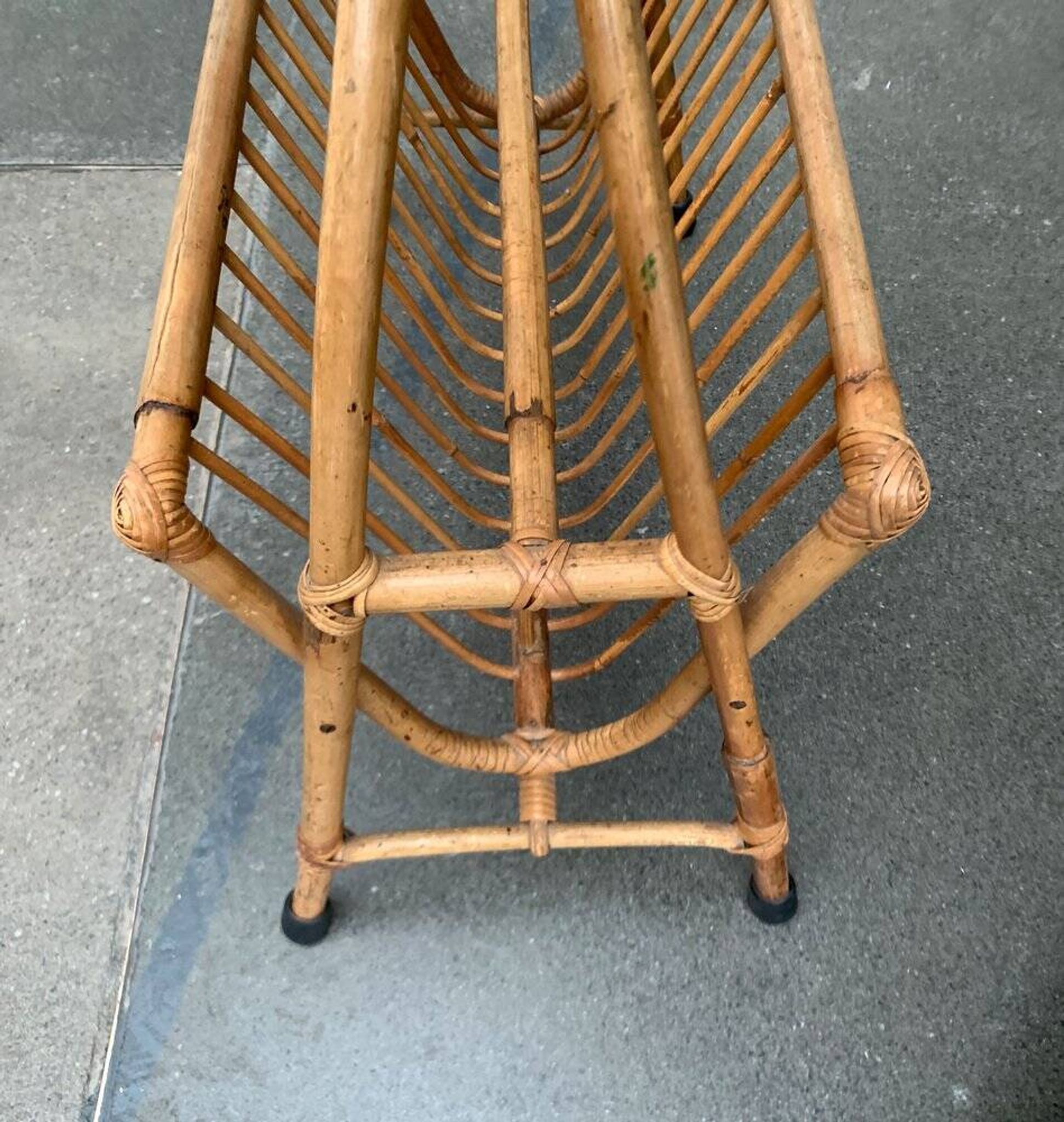 Mid-century bamboo magazine rack, 1960s