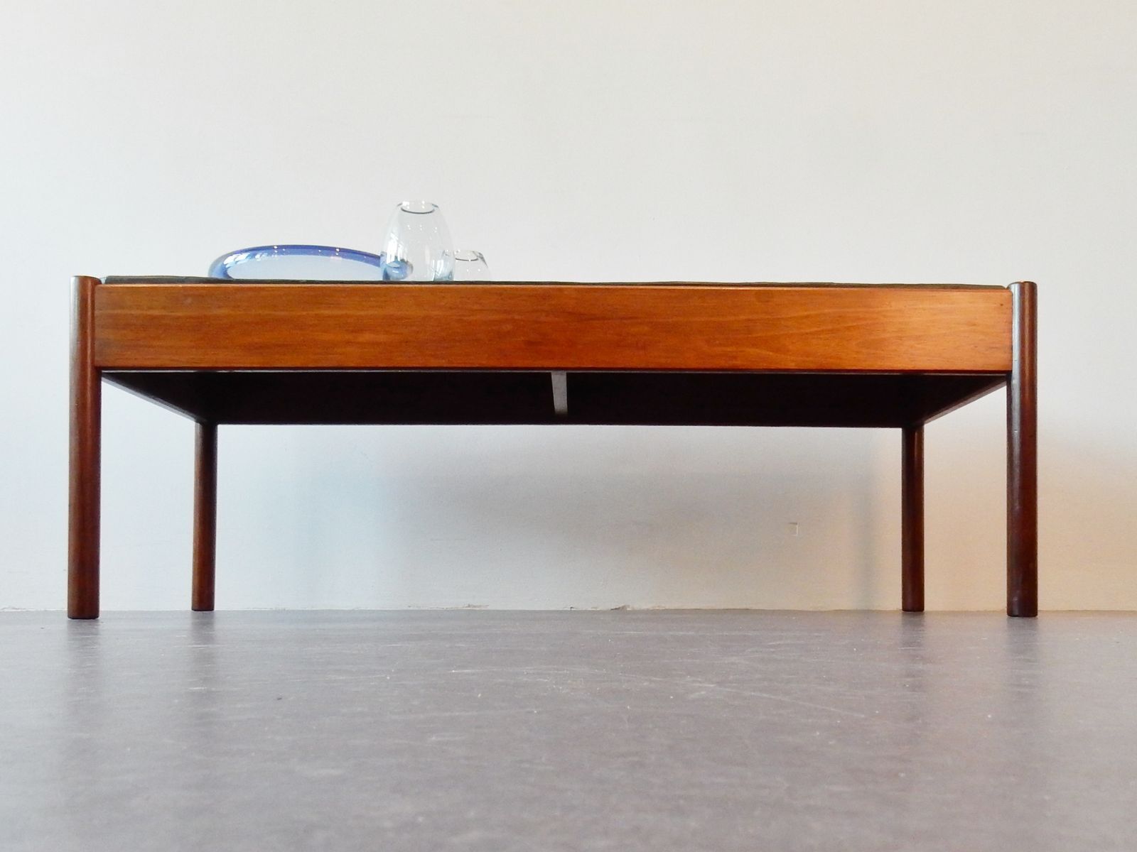 Vintage coffee table with stone tray