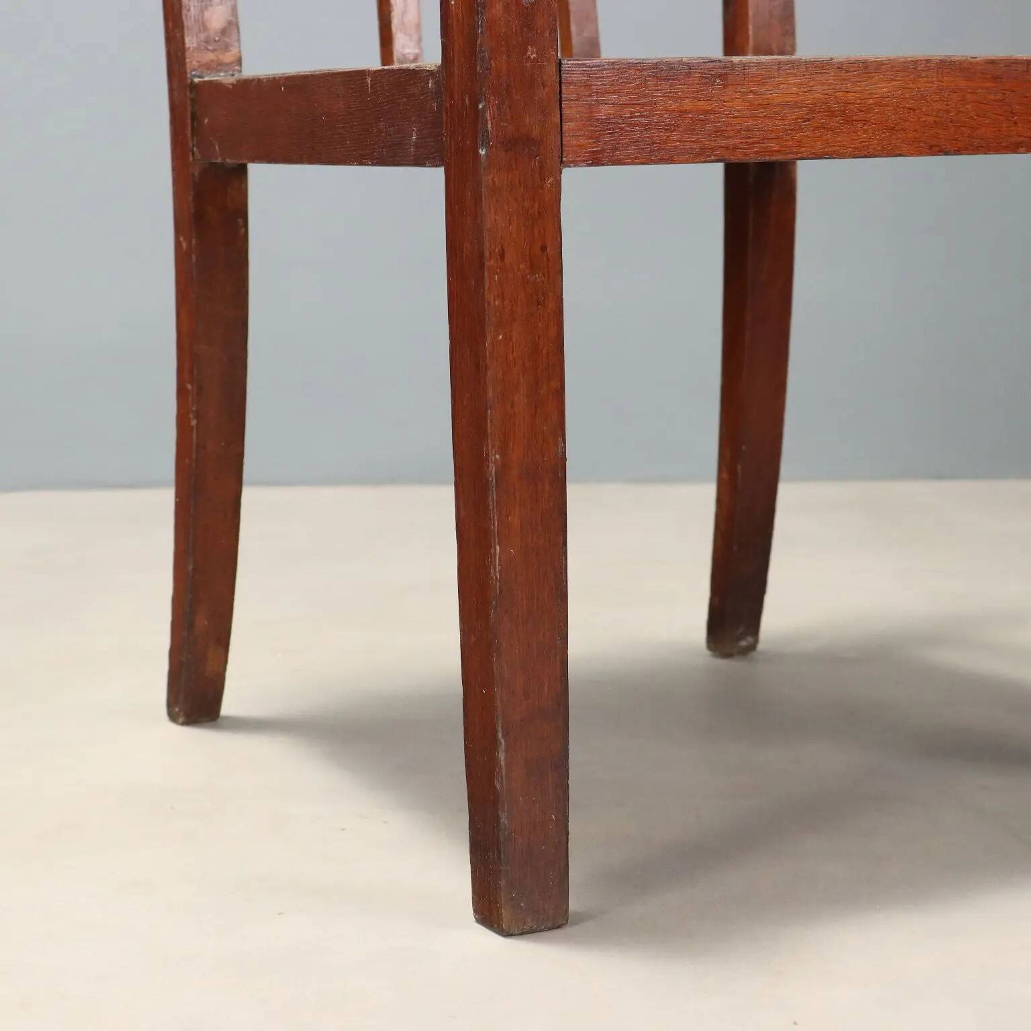 Pair of antique Art Deco armchairs in oak, Italy, 20th century