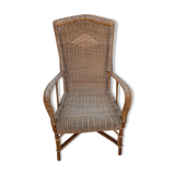 Fauteuil en osier ancien années 50