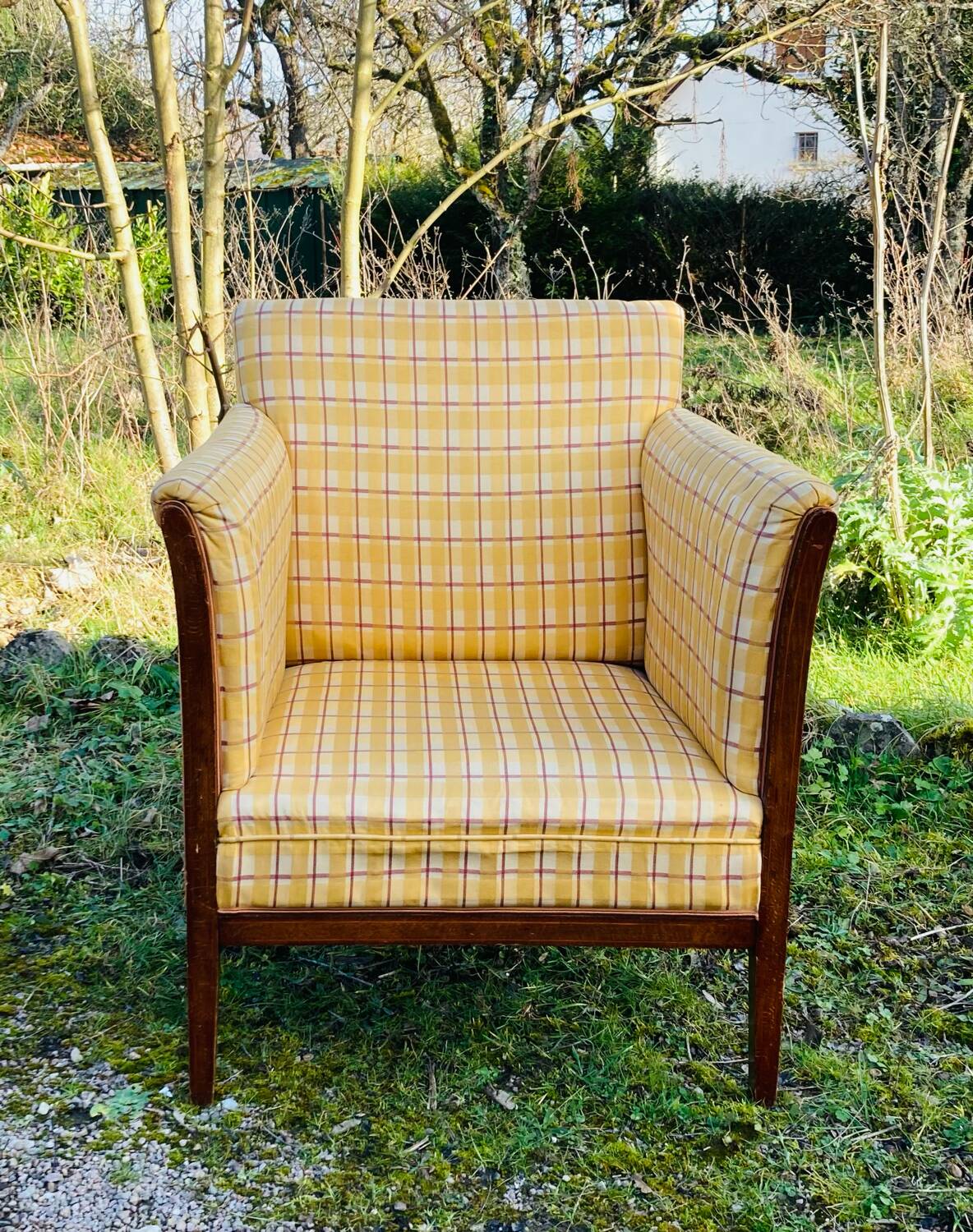 Art Deco club armchair in solid wood, early 20th century