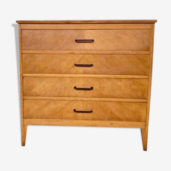 4-drawer chest of drawers in vintage light oak from the 1950s