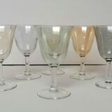 6 iridescent harlequin glasses in port