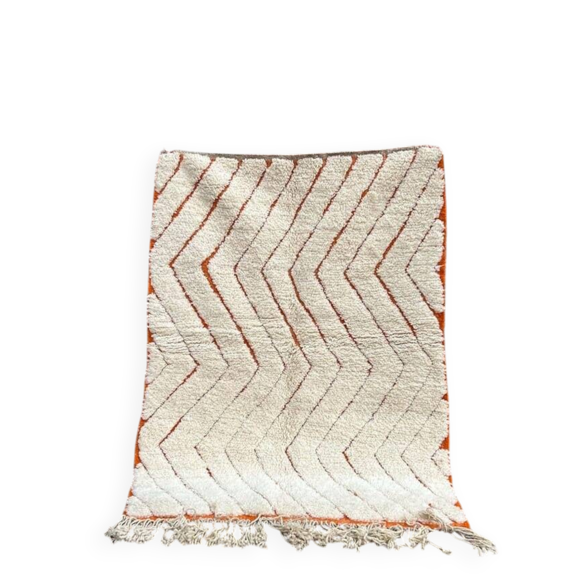 Handmade white wool Berber rug, size 100 x 200 cm