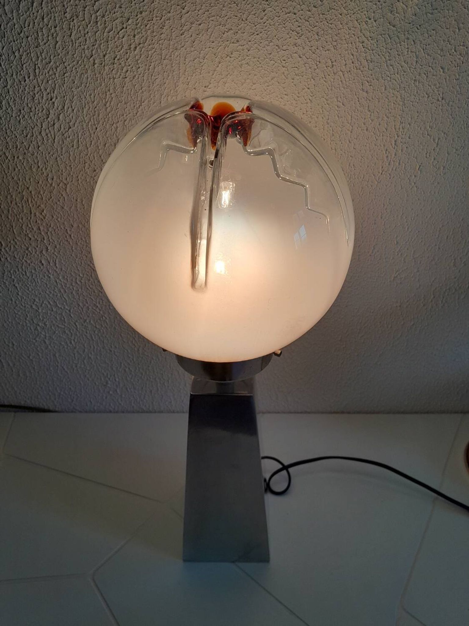 Vintage Murano Globe Chrome Lamp