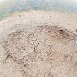 Vintage ceramic stoneware vase 1950 signed gv art deco height 23 cm diameter 22 cm