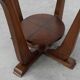 Art Deco Oak Side Table with Sculptural Base and Geometric Top, Belgium ca.