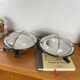Pair of vintage industrial wall sconces or ceiling lights in enamelled sheet metal.