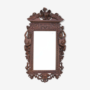 Miroir en bois richement sculpté 180 x 103 cm