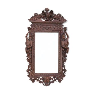 Richly carved wooden mirror 180 x 103 cm