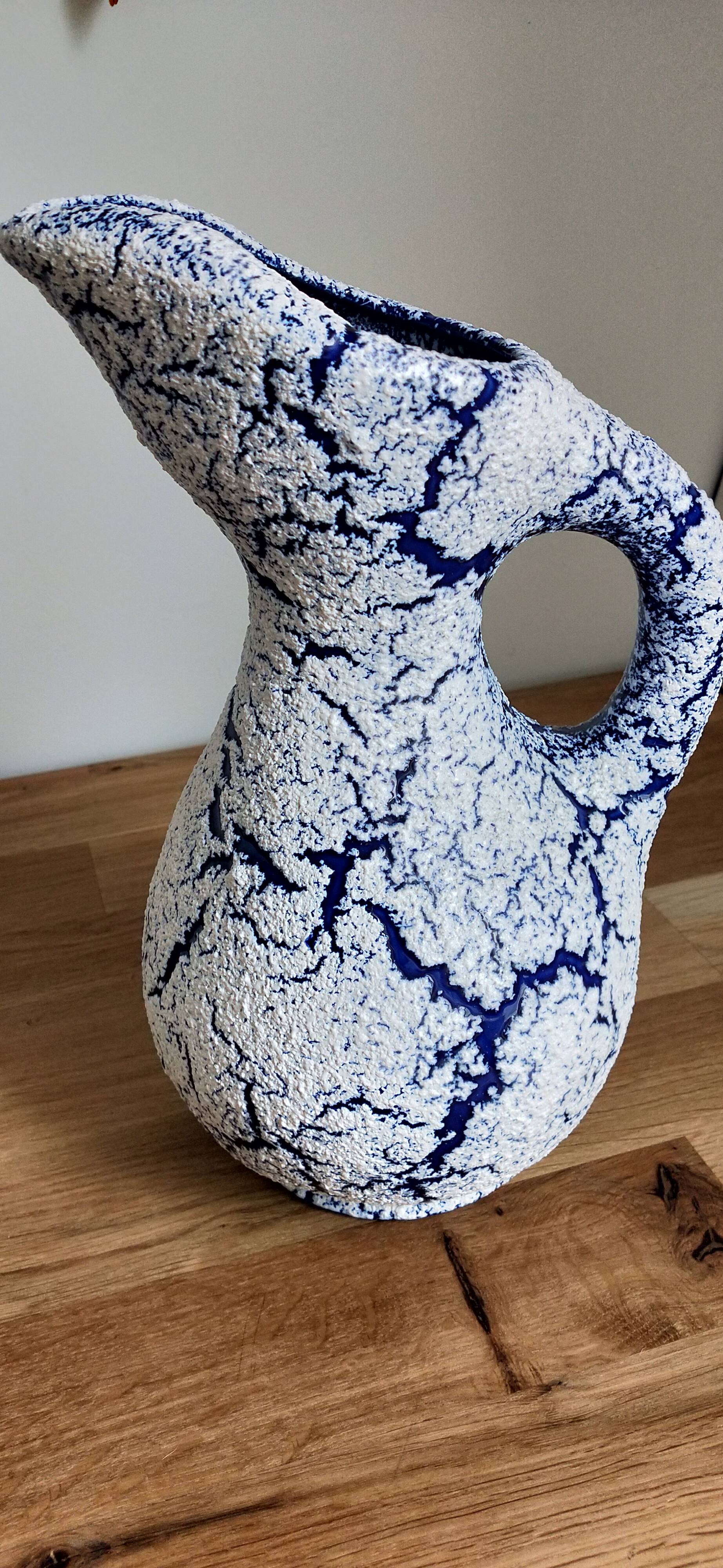 Fat lava blue pitcher Vallauris