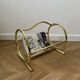 Gold Mid Century Modern Magazine Rack, 70s