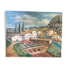 Oil on canvas "village in Spain"