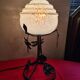 Wrought iron lamp molded blue globe clichy and its dragonfly 33x15