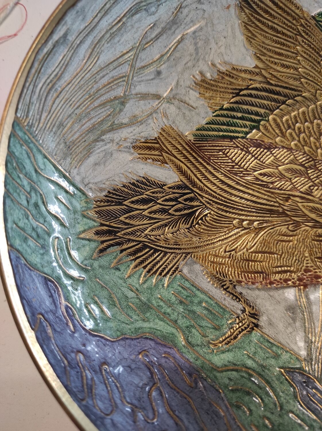 Empty enamelled pocket and brass