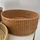 Trio of vintage wicker and woven raffia baskets