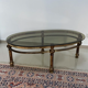Oval coffee table Italian smoked glass 1970