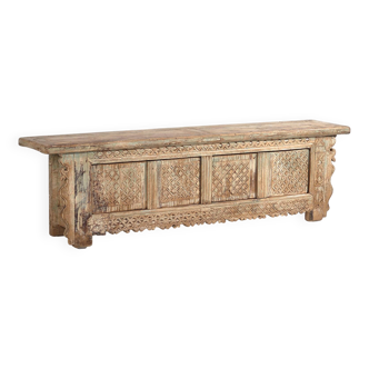 Ancien meuble TV patiné vert menthe (c.1900) #33