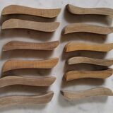 12 knife holders made of vintage olive wood from the 70s