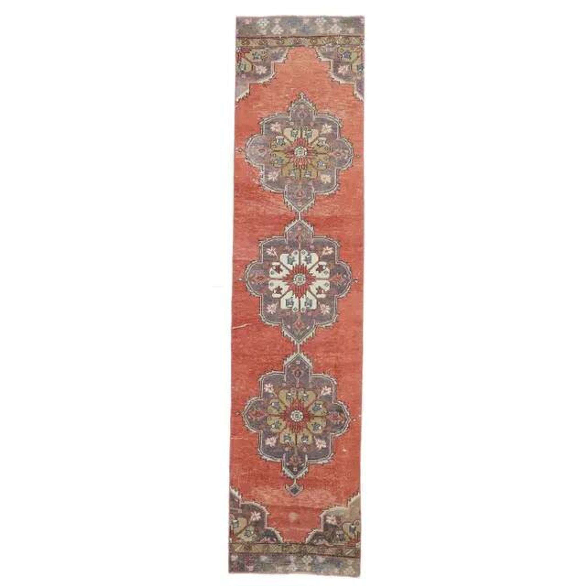 1970s Vintage Turkish Hand-Knotted Oriental Runner 83x352