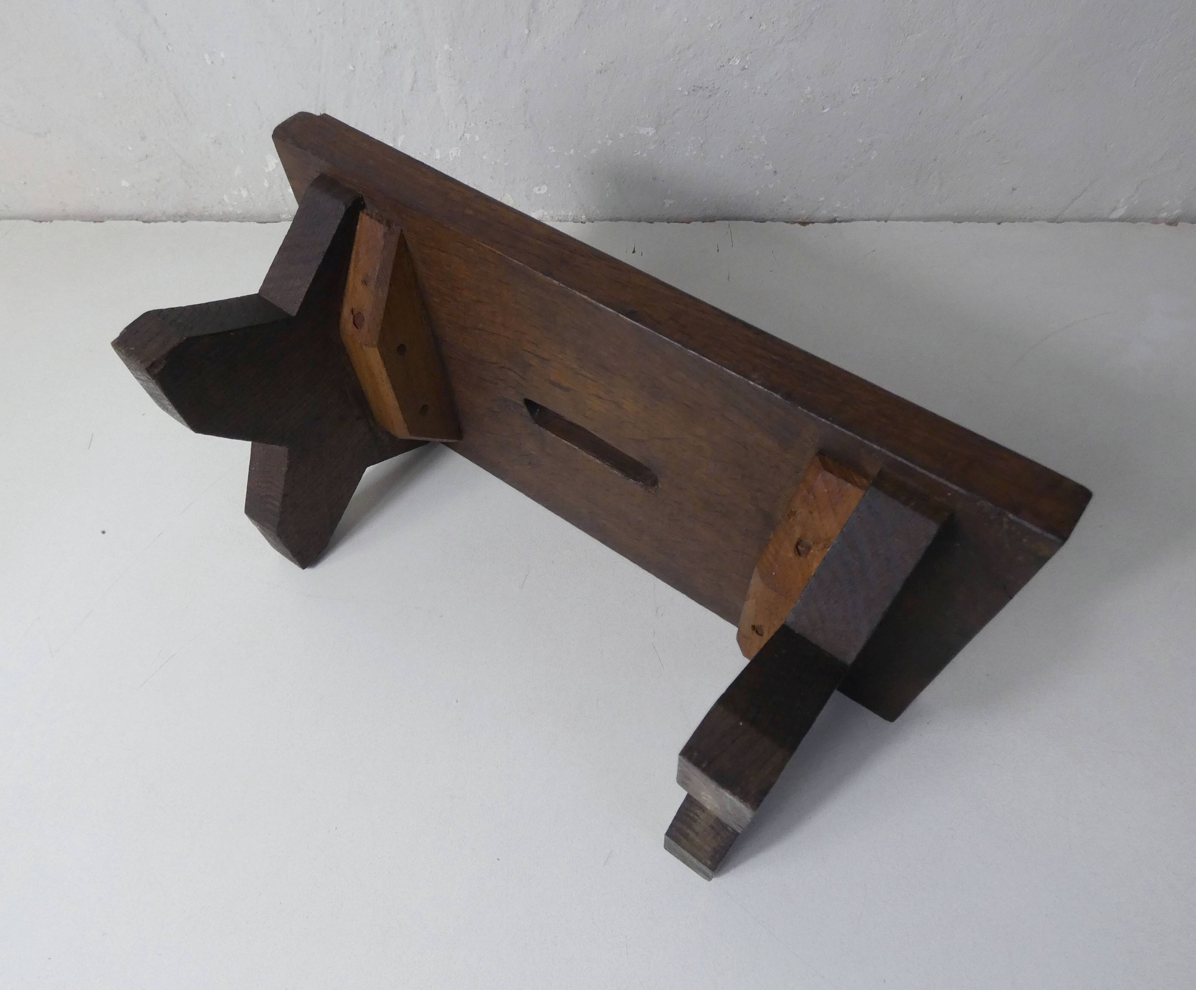 Old small wooden bench step in solid oak