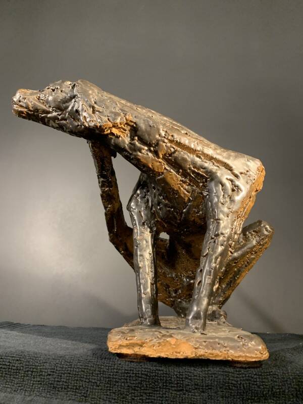 Animal Sculpture Dog, Glazed Stoneware, Unique Piece, 1960s