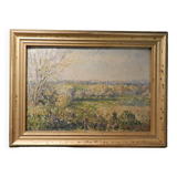 Oil painting on hardboard from 1922 signed Georges Bourgeot