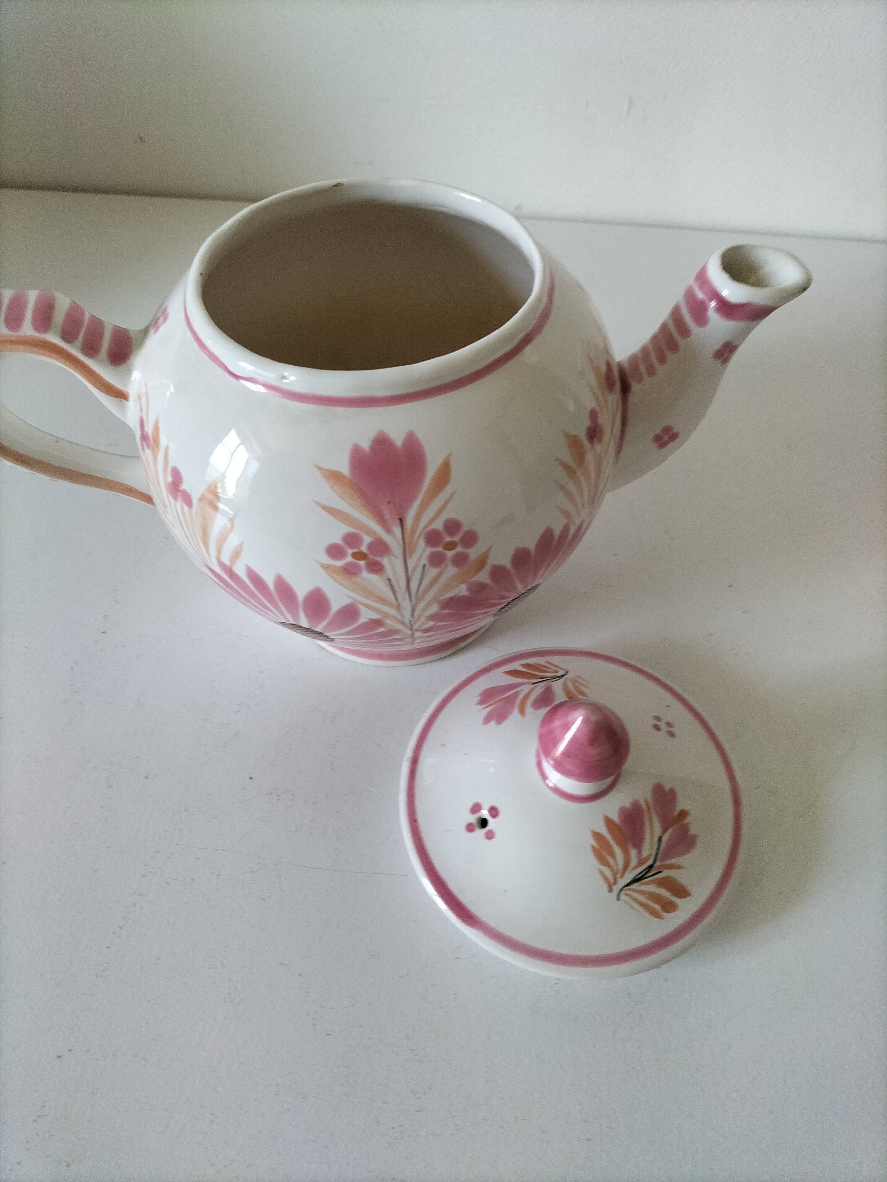 Henriot Quimper pink teapot