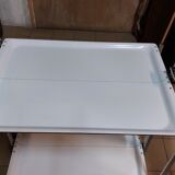 Folding tray with vintage wheels Textable in white formica