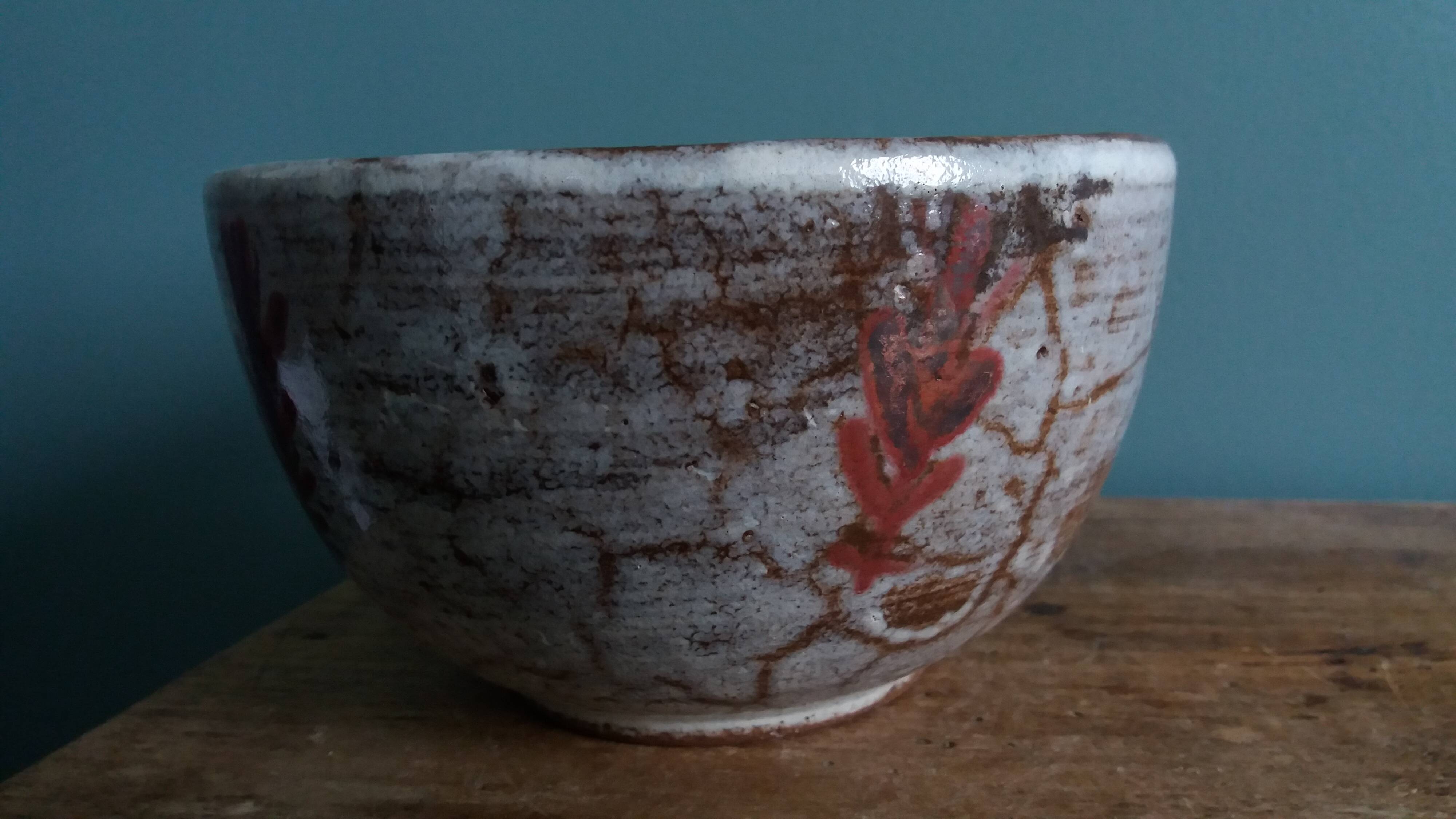 Empty pocket bowl signed Le Murier Gustave and Micheline Reynaud, Vallauris