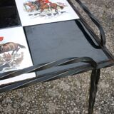 Vintage tiled wrought iron coffee table