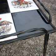 Table basse en fer forgé carrelée vintage