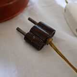 Pair of wooden bedside lamps