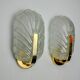 Pair of frosted leaf sconces, murano glass, italy, 1970