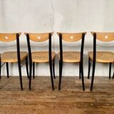 Series of 6 vintage curved wood bistro chairs