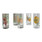 Lot de 5 verres vintage à motif de fruits