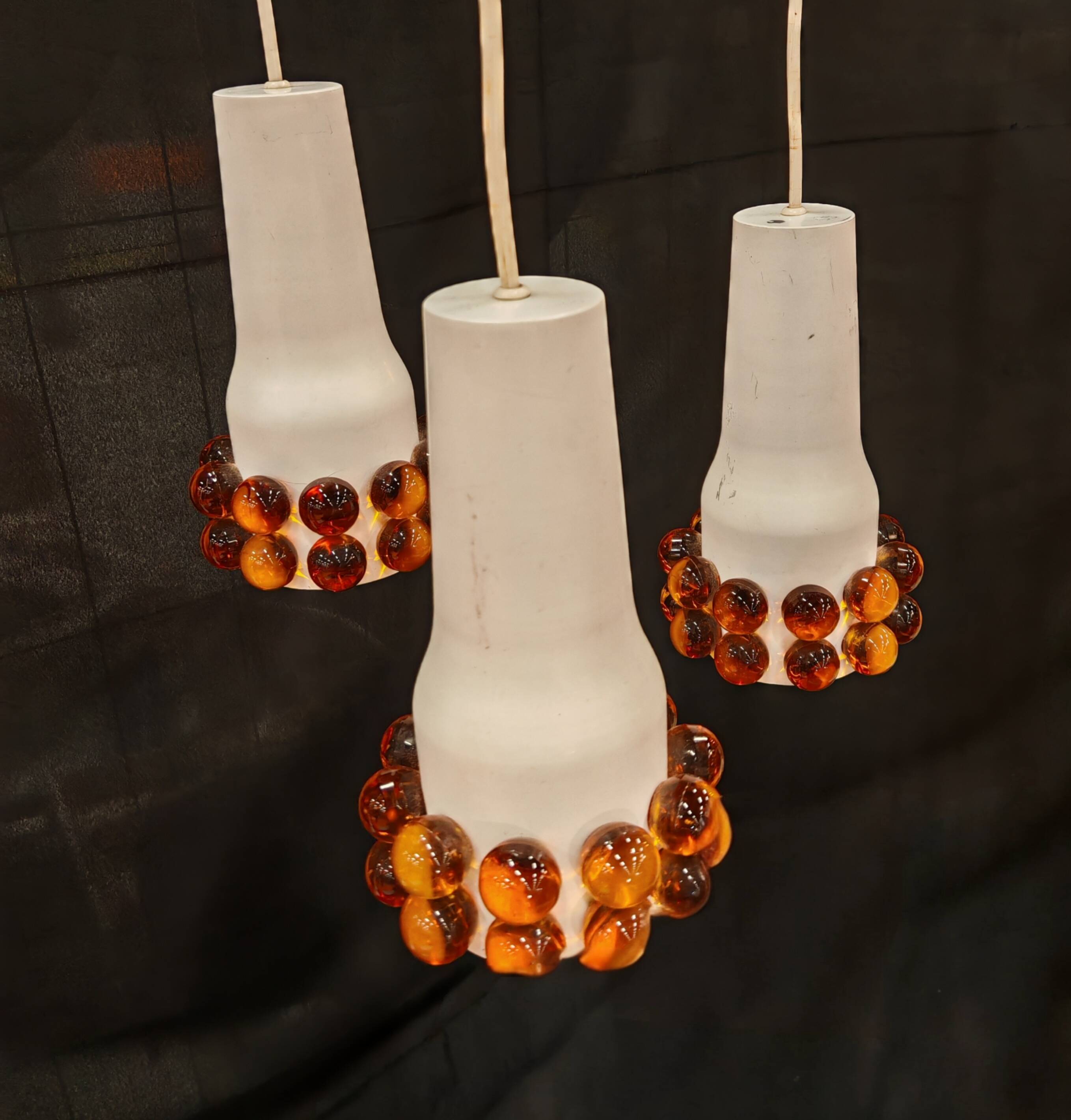 Metal and murano glass pendant light