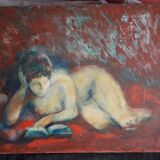 Tableau ancien à l'huile représentant un nu