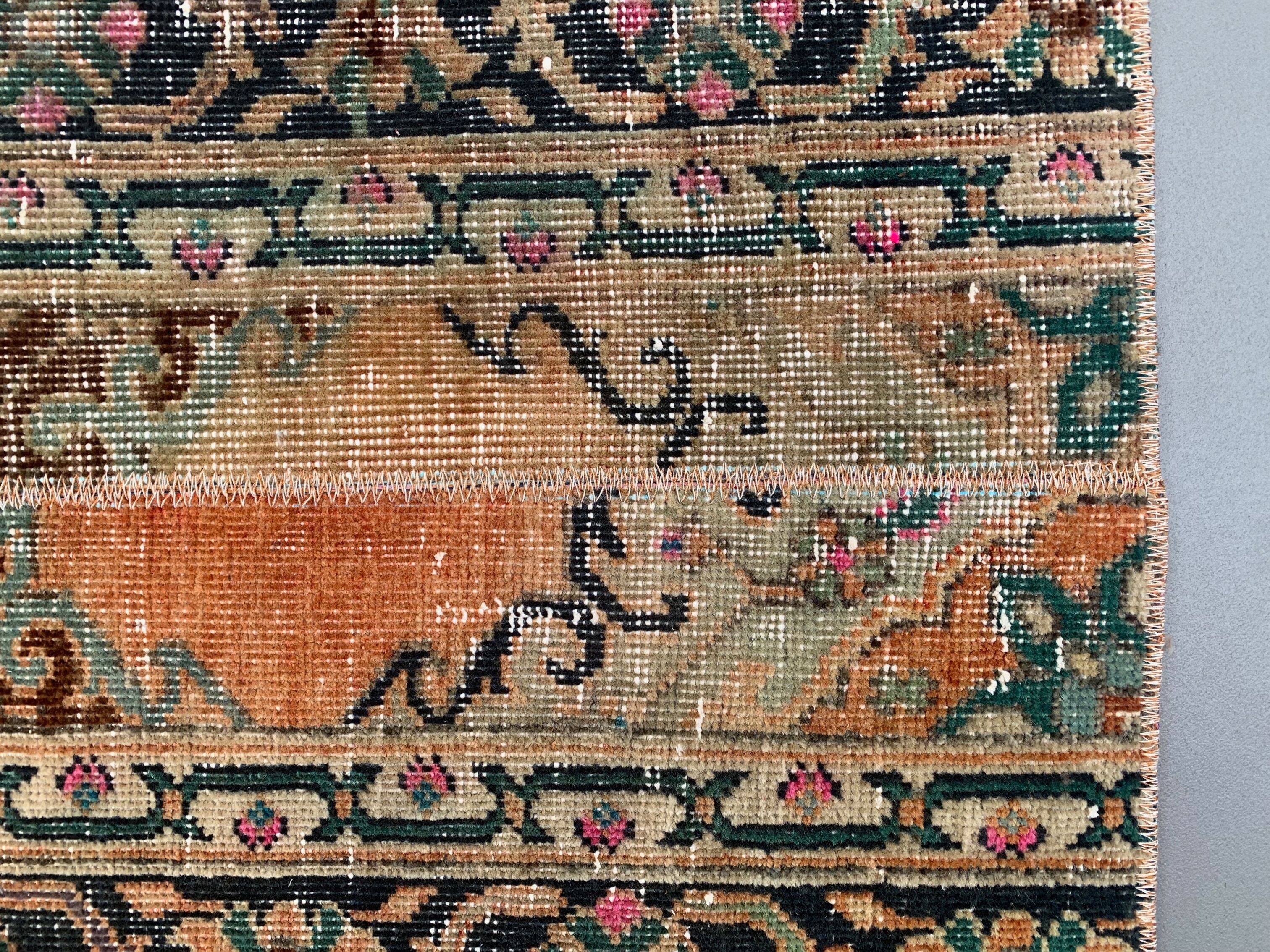 Distressed Turkish Narrow Runner 270x67 cm wool Vintage Tribal Rug