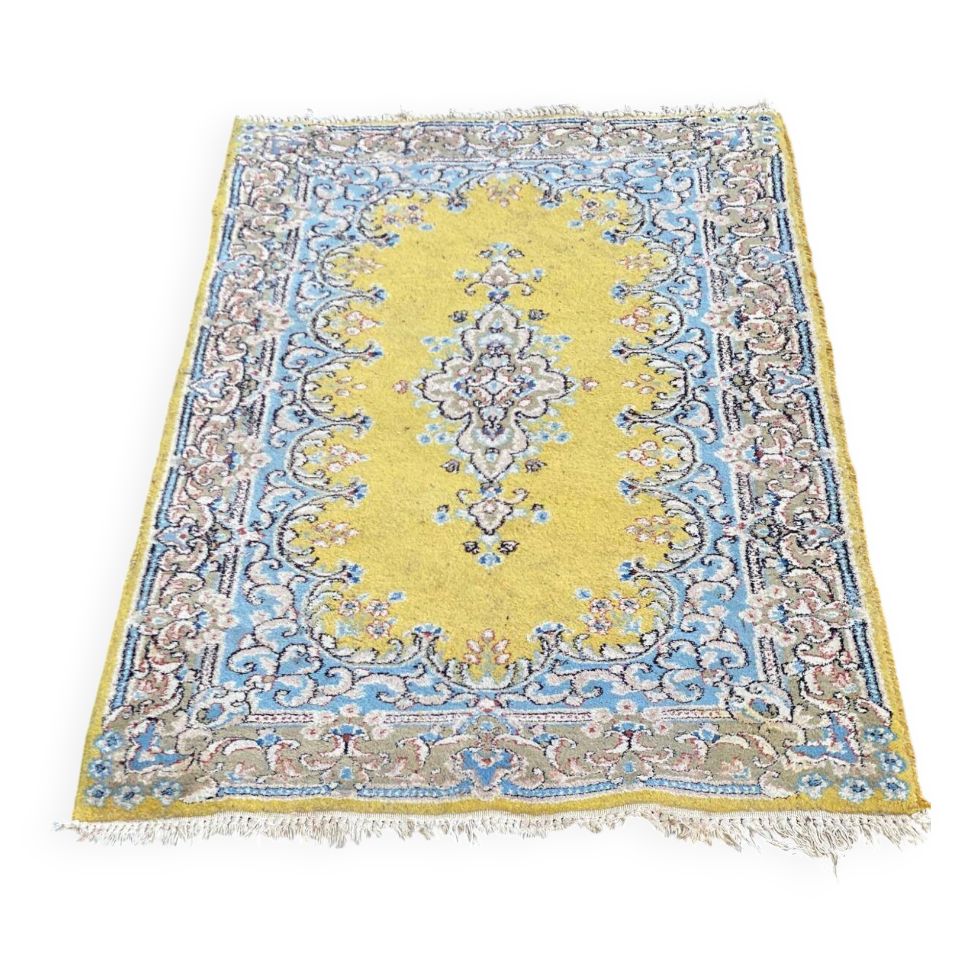 Yellow and blue Persian rug 90x150cm