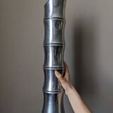 Vintage bamboo vase from the 80s, cast aluminum, contemporary design