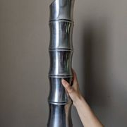 Vintage bamboo vase from the 80s, cast aluminum, contemporary design