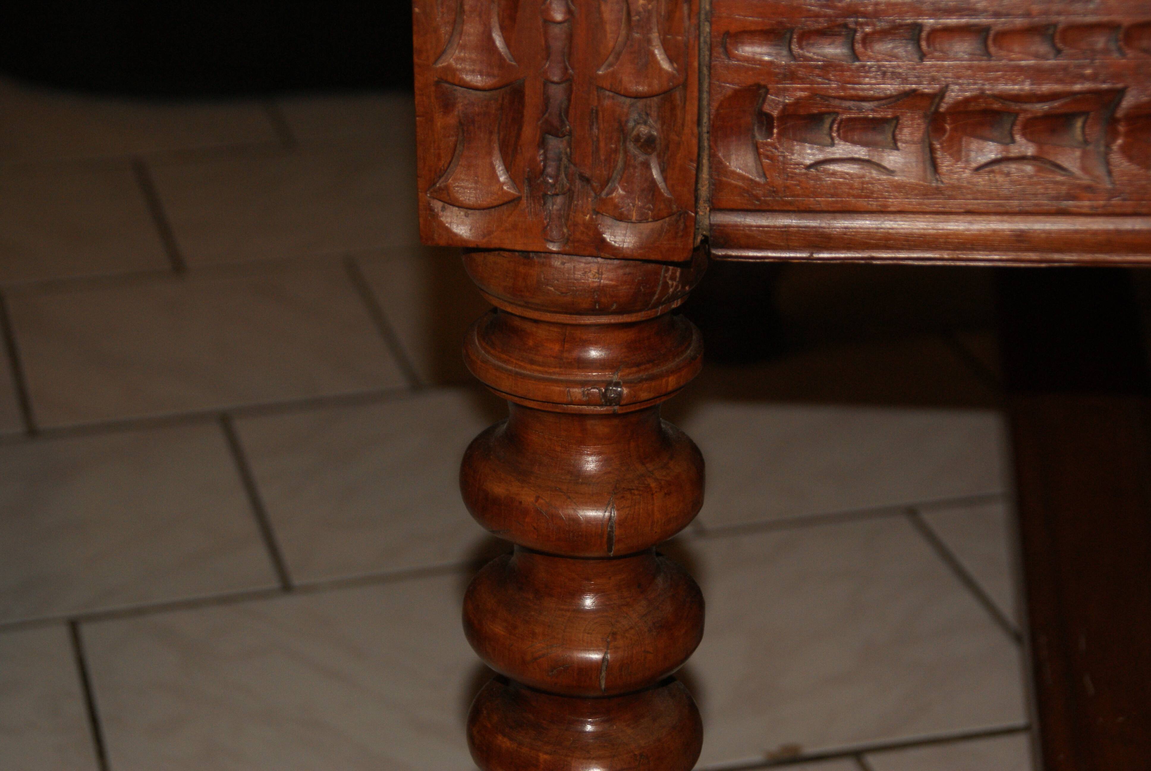 SAVOYARD CHALET TABLE, carved, with two drawers, late 18th century