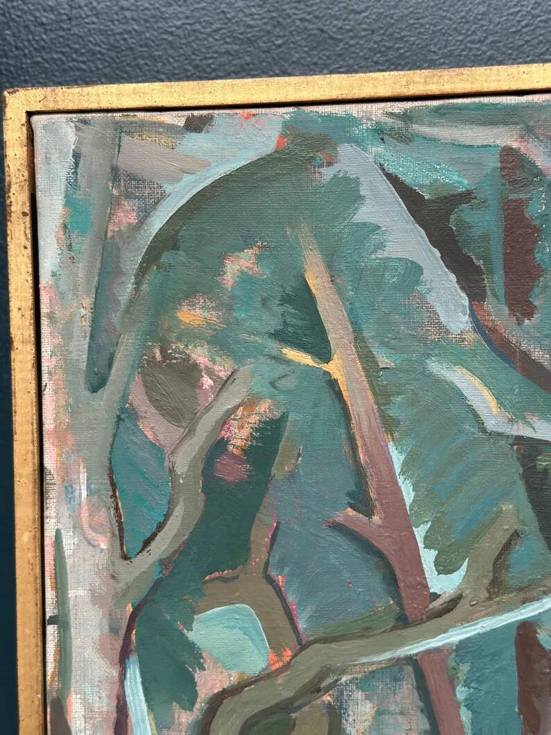 Original Swedish Oil on Canvas – “Forest” by Thure Lindskoog – Signed – Vintage & Framed – 44 × 32 cm (17.3" × 12.6")